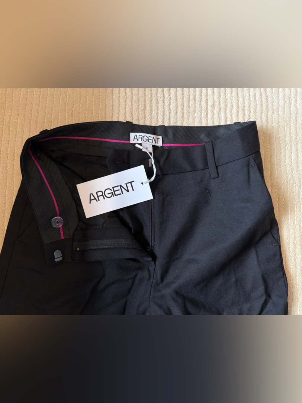 NWT Argent - Straight Leg Trouser in Seasoniess Wool in Black
